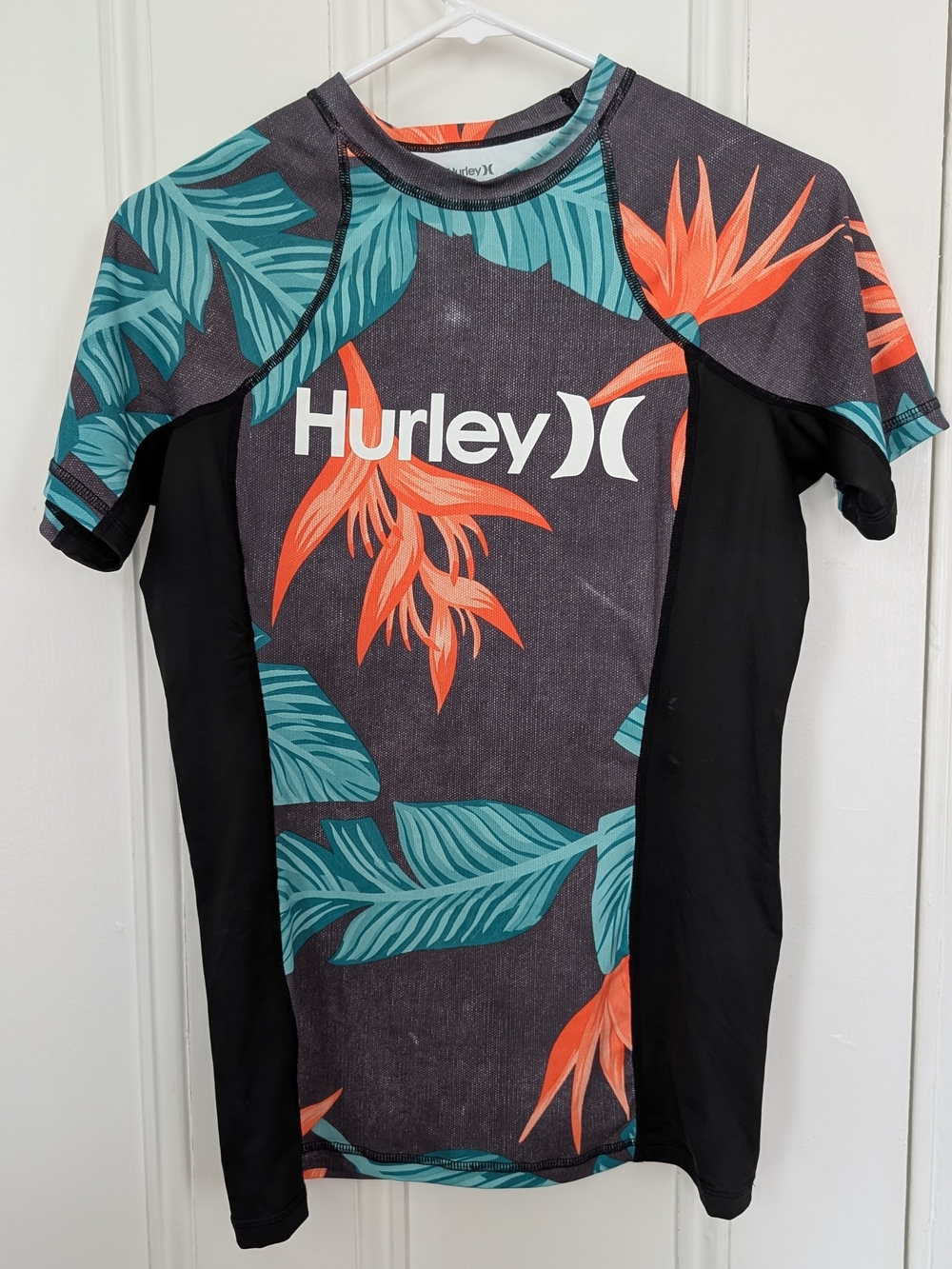 Hurley Teal & Orange Tropical Rash Guard